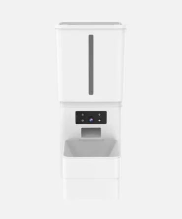15L white smart dog feeder with built-in camera and automatic feeding tray