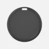 Black round dog Bluetooth tracker tag with hanging hole for pet collar attachment