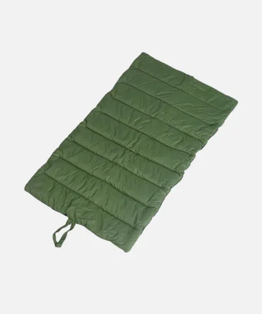 Outdoor dog mat, green portable padded pet mattress, water-resistant surface, foldable design for camping, travel and home use