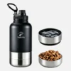 Stainless steel portable dog water bottle with two detachable feeding bowls