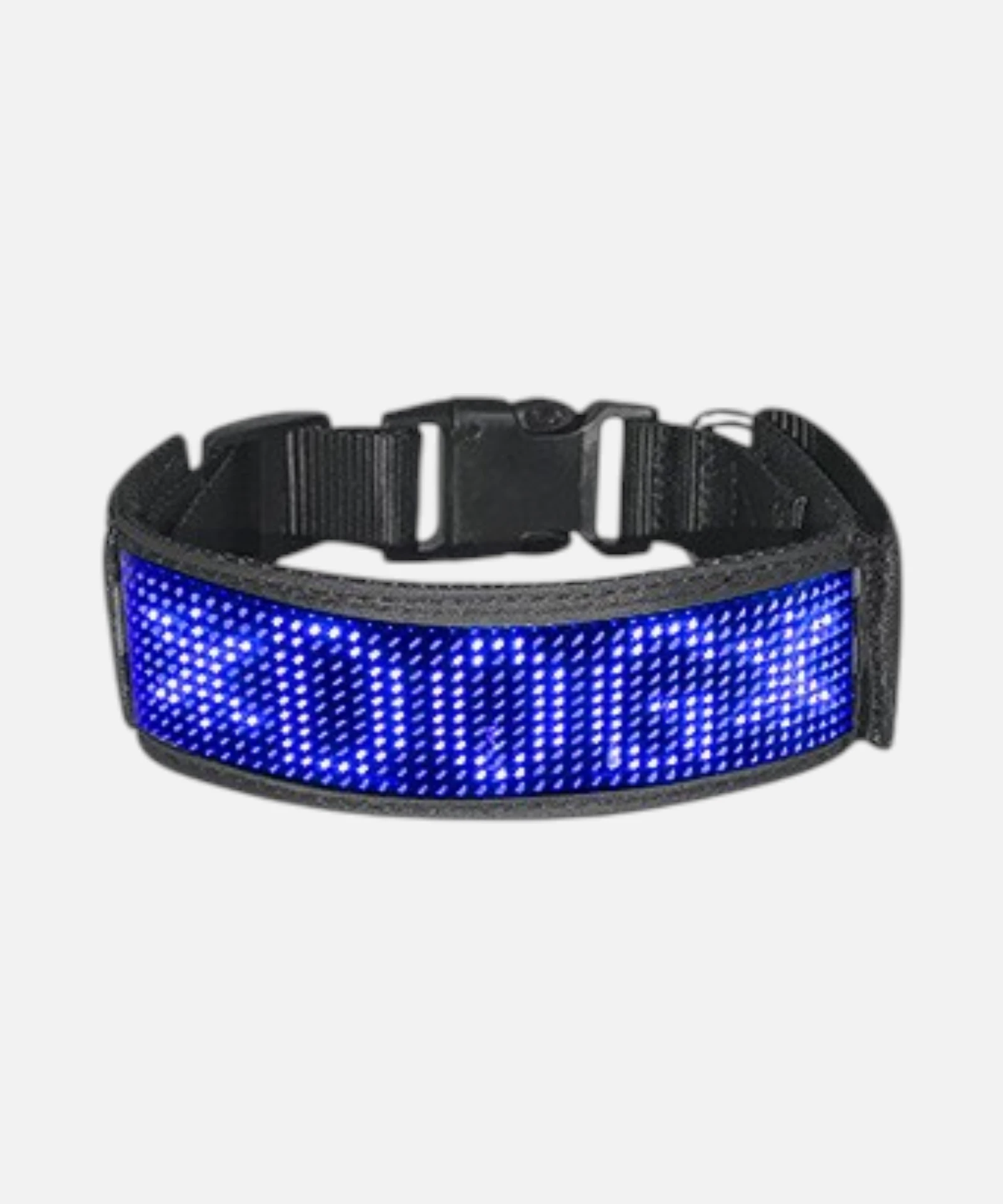 Blue smart LED dog collar with adjustable quick release buckle