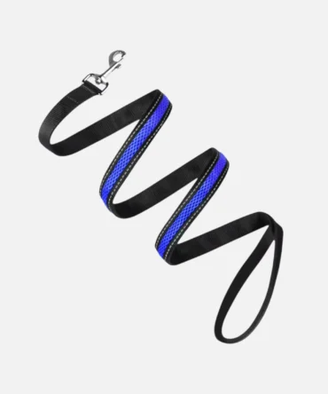 Blue padded reflective dog leash